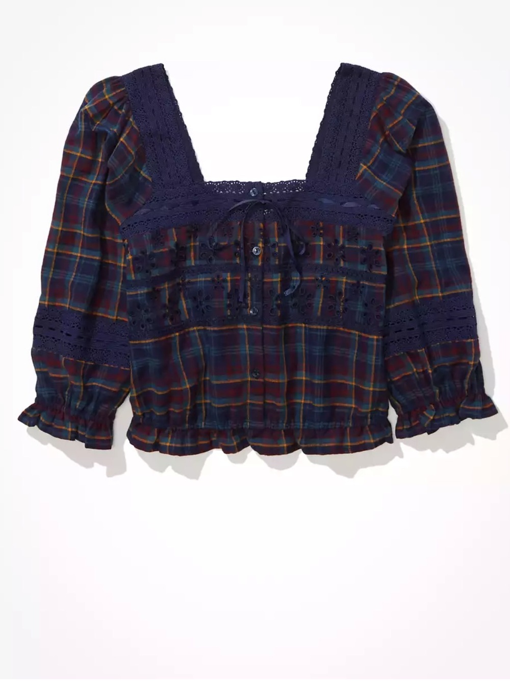 American Eagle Lace Puff Sleeve Blouse